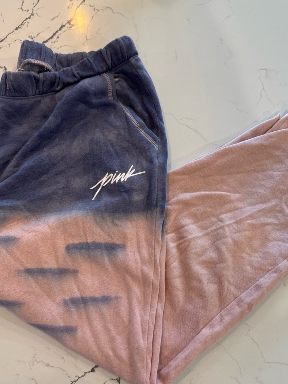 PINK Victoria's Secret Navy and Mauve Tie-Dye Joggers